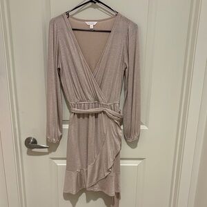 LC Lauren Conrad Shimmering soft pink/blush Long Sleeve Dress